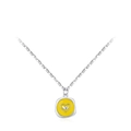 S925 sterling silver liquid metal chain with square yellow enamel heart pendant - 925 Silver / Yellow