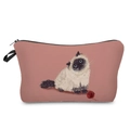 Borsa cosmetica rosa con stampa di gatto carino, cerniera e maniglia laterale - Stile Gatto Siamese Cartoon Rosa Polvere (hz3554)