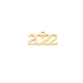 Dettaglio macro del ciondolo dorato 2022 con finitura in acciaio inossidabile lucido - Oro