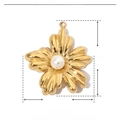 Detail of flower heart pendant with pearl inlay, 23mm x 26mm stainless steel charm - YE697-Gold Pearl Five-Petal Flower