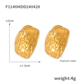 Golden titanium steel earrings with irregular hammered texture and geometric design - Gold Color (F1146)