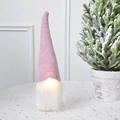 Gnomo de Navidad rosa con luz, gorro de punto y barba blanca larga para decoración festiva - Rosa