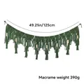 Handmade green bohemian macrame wall hanging with wooden beads and long fringe tassels - 125cm / Green