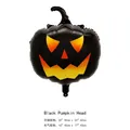 Mini black Halloween pumpkin foil balloon with orange face for party decor - Black Pumpkin Head