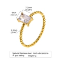 Especificaciones de tamaño del anillo trenzado de acero dorado con circón blanco - Talla US 7 / R-667 Dorado Circonia Talla Esmeralda