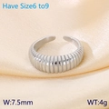 Adjustable silver ring with vertical striped texture and 7.5mm width on satin - Silver Vertical Ribbed Open Style (KR111660-GC)