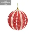 Palla di Natale rossa 8cm in schiuma con glitter, perle bianche e gancio dorato - Diametro 8cm / Rosso