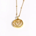 Detail of gold necklace with irregular round heart pendant and purple glitter accents - Irregular Heart Style (款式4)