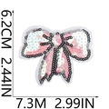 Macro detail of a pink and white sequined bow patch measuring 7.3cm by 6.2cm - 4# Bowknot