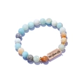 Lava stone bead bracelet set with rose gold 'His Queen' engraved crown charm charm - His Queen Engraved Plate (G1154-1)