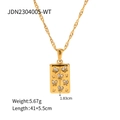 Collana in acciaio placcato oro 18K con pendente rettangolare e farfalla di cristallo - Farfalla in Zirconia Bianca