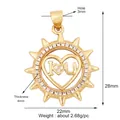 Makro-Detail des vergoldeten Herzanhängers mit Zirkonia und I-Love-You-Gravur auf dem Ring - L255402-Gold I U Herz