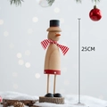 Bonhomme de neige de Noël en bois 25CM avec écharpe rayée rouge et socle rond - Marionnette de Noël-Bonhomme de Neige 25cm