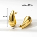 Polished gold-tone teardrop earrings with hammered texture in minimalist style - ER-1001 Gold Classic Style Earrings