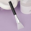 Silicone face mask brush with black long handle and white flat spatula applicator - Slanted Tail Style A / Black