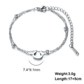 Bracciale a doppia catena in acciaio inossidabile argento con ciondolo a ferro di cavallo - Lettera-C / Argento