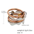 Stacked stainless steel rings featuring scalloped wave edges in rose gold and silver - US 8 / Rose Gold & Silver 4-Layer Stackable Style (A999-4)