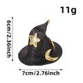 Mini cappello da strega Halloween con stelle e lune dorate, variante taglia 6cm - Taglia unica / Nero