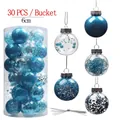 30pcs set of 6cm blue Christmas balls with glitter, sequins and ribbons in a barrel - 6cm 30Pcs/Pack / Lake Blue