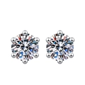 Classic silver stud earrings featuring round brilliant cut stones in a six-prong setting - TED283-Six-Prong Round Studs