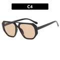 Irregular polygon double bridge sunglasses in C4 black frame with brown lenses - Glossy Black Light Brown