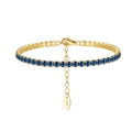 Golden S925 sterling silver tennis bracelet featuring sparkling round blue zircon stones - 14K Gold 3mm Blue Zirconia (16.5+5cm)