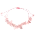 Pink natural gemstone bracelet with adjustable cord and raw crystal fragments - Pink Crushed Stone Braided (5942)