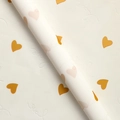 Beige waterproof flower wrapping paper with embossed Love text and yellow hearts - Heart Love - Warm White