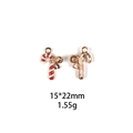 Detail of red and white enamel candy cane pendant with rhinestone bow and dimensions - Style 15-Bowtie Candy Cane
