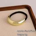 Golden geometric half-moon metal elastic hair tie with a minimalist black band - Large Single-Bar Smooth Gold