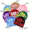 Knit beanie set with 'GOD GOT ME' text and cross patterns in eight vibrant colors - 109