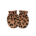 Λεπτομέρεια από βρεφικά γάντια με λεοπάρ σχέδιο και ελαστικές μανσέτες σε λευκό φόντο - Ελαστικό Στυλ / Καφέ Λεοπάρ