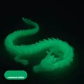 Detailed close-up of 3D printed jointed dragon featuring bright luminous green glow in dark - 30CM Luminous Green (Old Version)