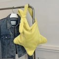 Sac bandoulière en peluche jaune en forme d'étoile en fausse fourrure pour l'automne - Jaune
