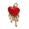 Melting red heart pendant with gold plated metal edges and small sparkling crystal - Melting Red Heart with Zirconia (CX148-04)