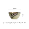 Japanese style 420ml ceramic bowl with hand-painted pink floral patterns and 12.5cm diameter - 4.8 Inch / Magnolia Purple