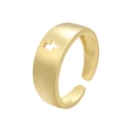 Detailed view of 18k gold plated open ring featuring a hollow lightning bolt design - Gold Hollow Lightning