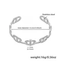Brazalete abierto de acero inoxidable plateado pulido con un diámetro interno de 6,2 cm - Acero (Eslabón de Ancla)