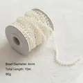 Chaîne de perles blanches 4mm en bobine, 10m pour bijoux DIY et décoration de Noël - Style Perle Blanc Crème 4mm (ZD15)