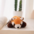 Cute brown and white plush red panda keychain with premium metallic ring accessory - Charm / Yellow