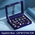 Royal Blue velvet jewelry box with 24 compartments and glass lid, size 20x15x4.7cm - Royal Blue