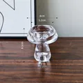 Grande portacandele a fungo a due teste in vetro trasparente per decorazioni casa - Portacandele a Fungo Grande