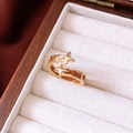 Close-up of golden star-shaped ring placed in a luxury white velvet jewelry box - Single Layer Star Leather Open Ring (WR610)