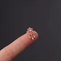 Rose gold dreamcatcher piercing stud with pink zircon stone and tassels on fingertips - Pink Purple Tassel Style (6#R)