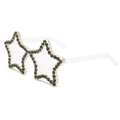 Detail of star-shaped rimless sunglasses with black rhinestones and transparent temples - C10-Black Lens/Black Rhinestone