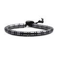 Polished dark grey hematite cylinder bead bracelet for men on a white background - Black Cylindrical Beaded Style (Black Black Piece)