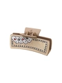 Pinza per capelli beige stile cowboy con motivo a carte da gioco asso per le donne - Stile Asso di Poker Beige (90140)
