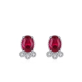 Orecchini a pesciolino in argento S925 con rubino zirconia e pietre bianche lucide - Orecchini a Lobo Piccolo Pesciolino Zirconia Rossa (ED3464) / Argento 925