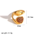Detail showing 23.5mm leopard print ring dimensions and 4.2g weight on 18k gold band - Round Leopard Print Style (TR4534)