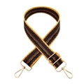 Detalle de la correa de bolso con patrón étnico amarillo y negro y hebillas doradas - Estilo 134 + Gancho Plateado